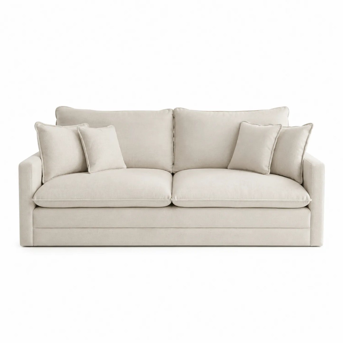 Sofá de Tela Beige 3 Plazas con Cojines Desmontables