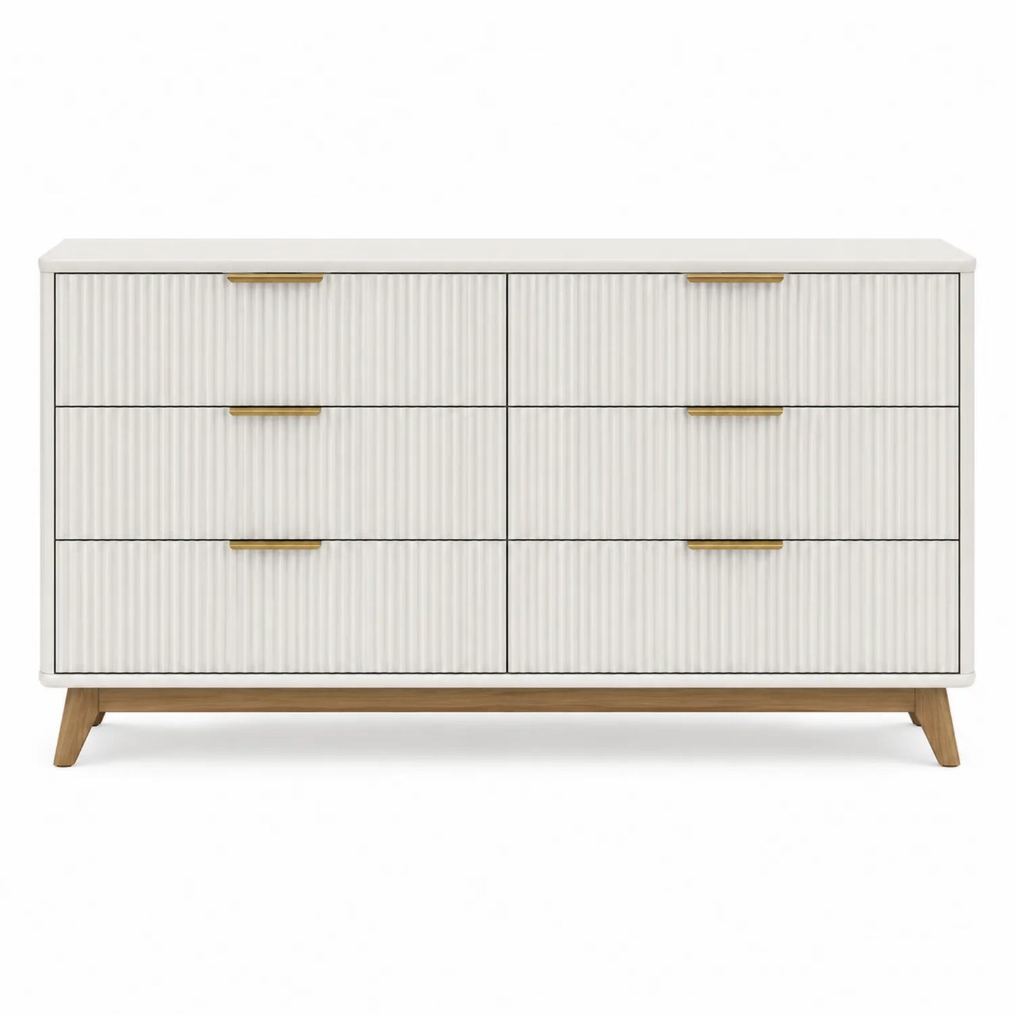 Cómoda de 6 cajones de MDF y madera de roble blanca 120x40x80 cm