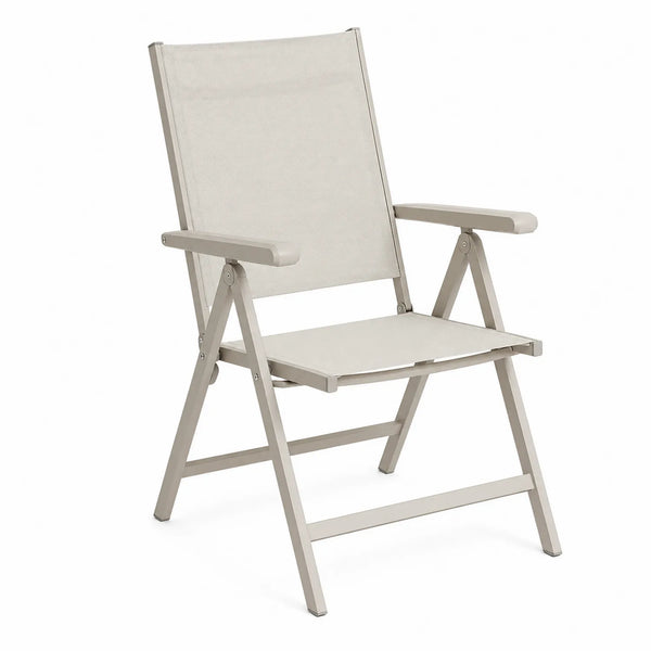 Silla plegable de aluminio y textileno beige 65x58x90 cm