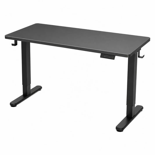 Escritorio ajustable de melamina y acero negro 120x60 cm