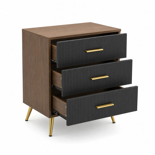Cajonera de Madera con Tiradores Metálicos Dorados