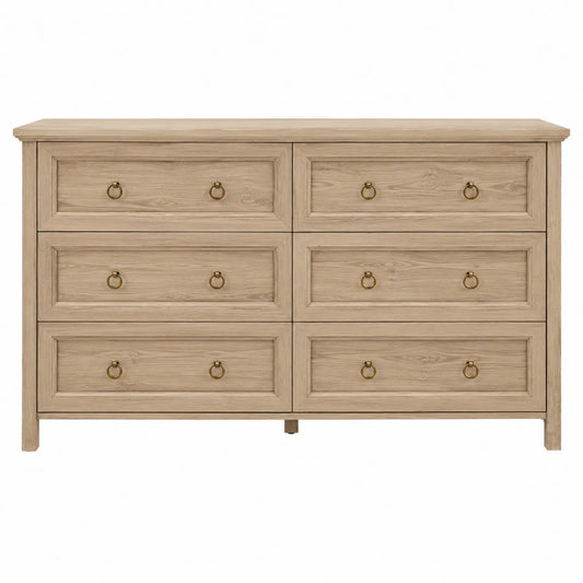 Cómoda de Madera de Roble con 6 Cajones 120x74x40 cm