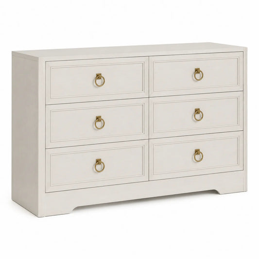 Cómoda de Madera Blanca con 6 Cajones